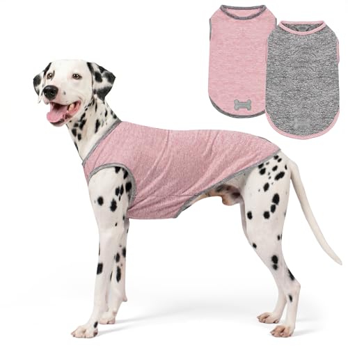 2Pack Dog Shirt for Large Dogs Sun Protection Tank Top for Summer (XXX-Large (55-75lbs) / 4# 2Pack (Pink+Grey))