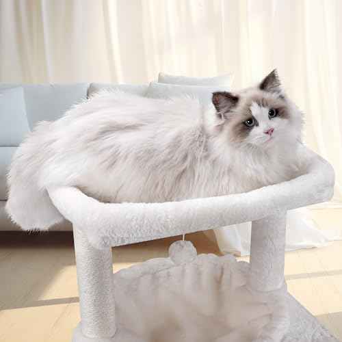 Cat Tree Has Scratching Toy with A Ball Activity Centre Cat Tower Furniture Jute (Beige / 37.4'')
