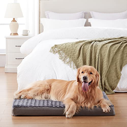 Orthopedic Memory Foam Dog Bed (Rose Plush / X-Large-41"x 29" x 4")