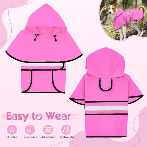 Dog Raincoat Waterproof Dog Rain Jacket with Leash Hole (Small / Pink)
