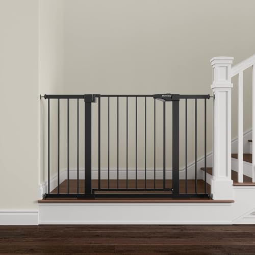 29.7 51" Extra Wide Baby & Dog Safety Gate for Stairs & Doorways (Black / 29.7-51"W x 30"H)