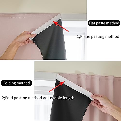 100% Blackout Stick Curtain Portable Black Out Curtains Adhesive Curtains for Bedroom Living Room No Drilling (Pink/ Thickened / 47"W x 54"L (Pack of 1))