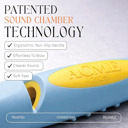 Alpha 210.5 Professional Dog Training Whistle with Enhanced Ergonomic Grip. BPA (Baby Blue on Yellow)