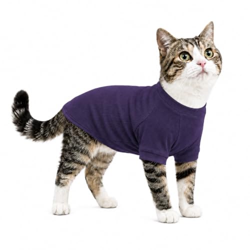 Ribbed Dog T Shirt Cotton Knitted Dog Sweaters for All Season Pet T (XS (for Mini Dog) / Purple)