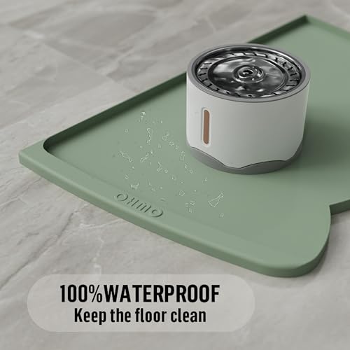 Large Dog Food Mat (24"L x 15"W / Sage Green)