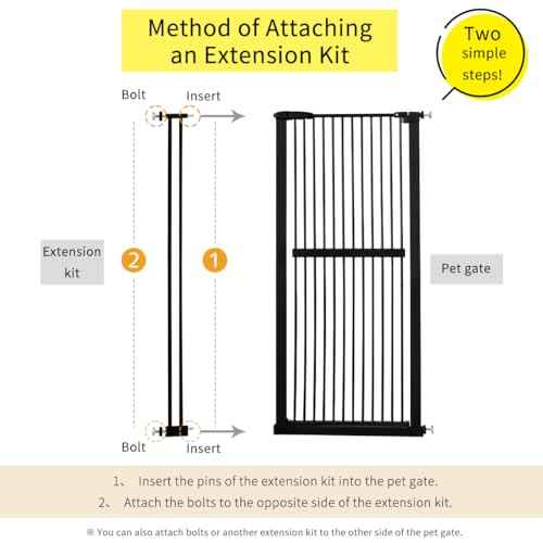 61.02" Extra Tall Pet Gate Extension Kit 4.13" Wide Black (61.02" H-black / 4.13" W, Extension)