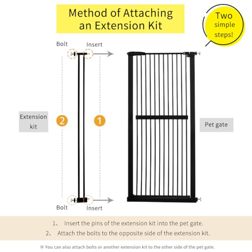 55.12" Extra Tall Pet Gate Extension Kit 4.13" Wide Black (55.12" H-black / 4.13" W, Extension)
