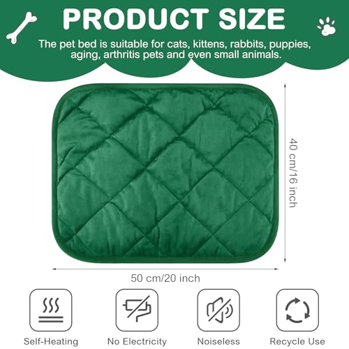 4 Pack Self Heating Cat Pad Self Warming Dog Mat Reflects Body Heat Extra Warm Thermal Pet Pad Washable Dog Cat Bed Crate Bed Mat Blanket (16 x 20 Inch / Dark Green)