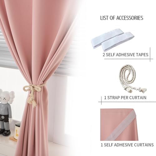 Self Adhesive Blackout Curtains (47"W x 59"L (Pack of 1) / Pink)