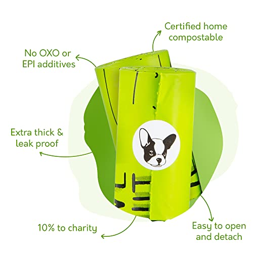 Certified Home Compostable Dog Poop Bags with Handles (1 Count (Pack of 120))