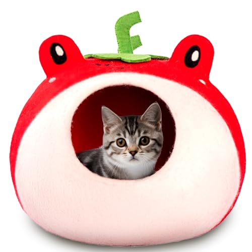 Luxurious Merino Wool Cat Cave (Red Frog)