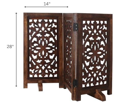 Freestanding Wood Pet Gate (Burnt / 56"x28" Lily 4 Panels)