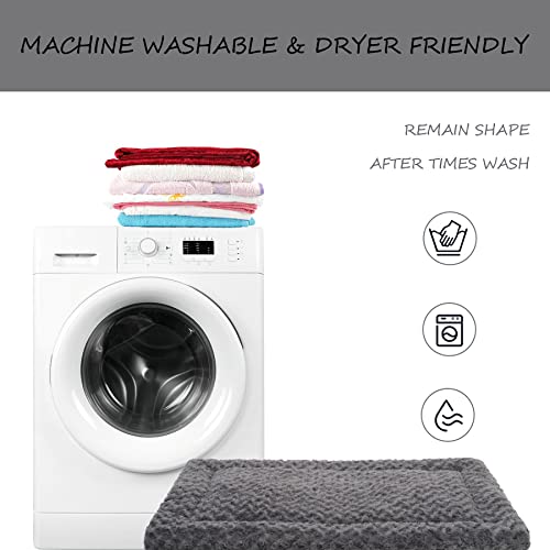 Washable Dog Bed Mat Medium Size Fluffy Pet Crate Pad 30x19 (Grey / 30.00" x 19.00" x 1.50")