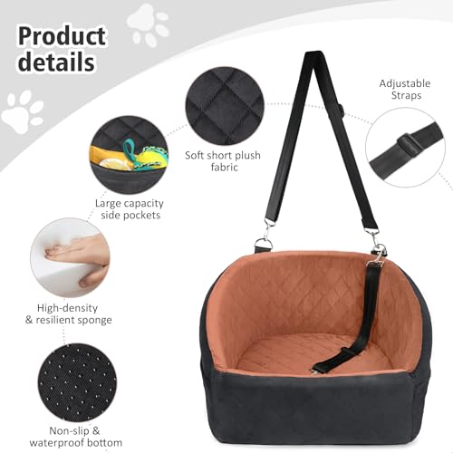 Dog Car Seat for Small Medium Dogs (Black/red brown)
