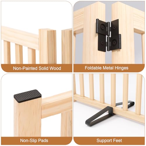 Non Painted Wooden Freestanding Dog Gates (【4 Panel】-16.9“ H)