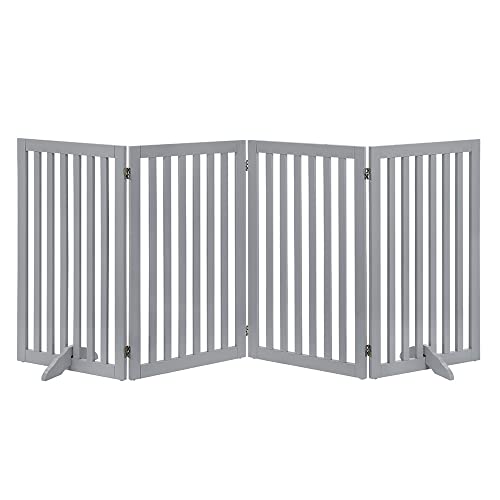 36”H Free Standing Pet Gate for Dog Cat (Gray / 80"W×36"H)