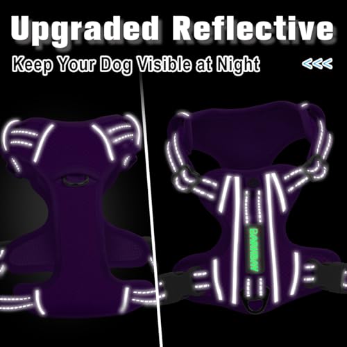 No Pull Dog Harness for Large Dogs (Large(Chest:24.5-32.5") / Purple)