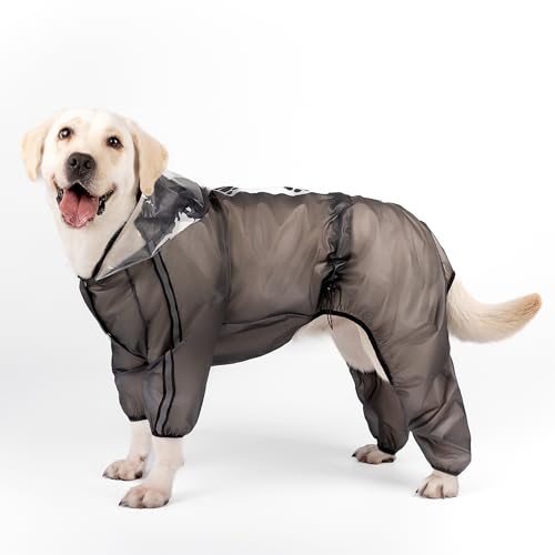 Dog Raincoat Dog Hooded Slicker Poncho (Black / 2XL)