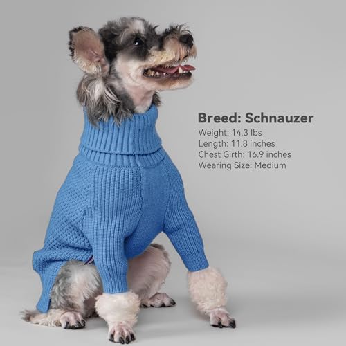 Dog Sweater Long Sleeve Warm Sweaters for Small Dogs Boy Girl Cats (Light Blue / Medium)
