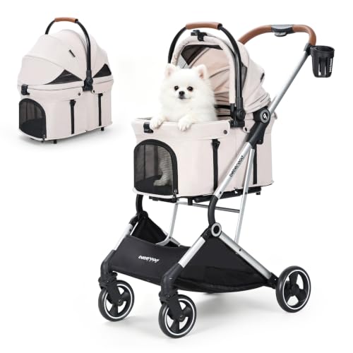 T3 Pro Pet Stroller for Small Dog & Cats up to 44 lbs (Beige / T3 Pro)