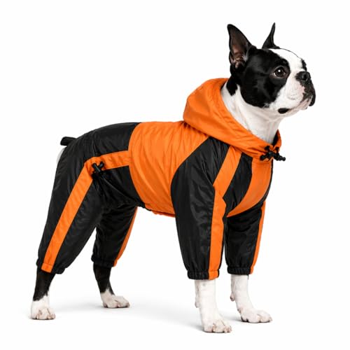 Border Collie Dog Hooded Raincoat (L-M+ (for Border Collie ~60lbs) / Orange)
