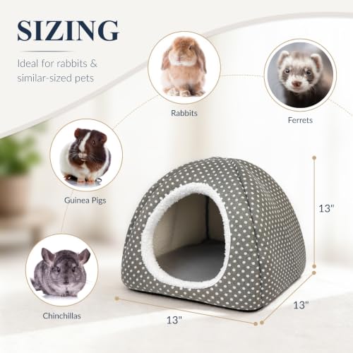 2 Pack Rabbit Hideout Large Bunny Bed Washable Rabbit House (Gray+Light blue)