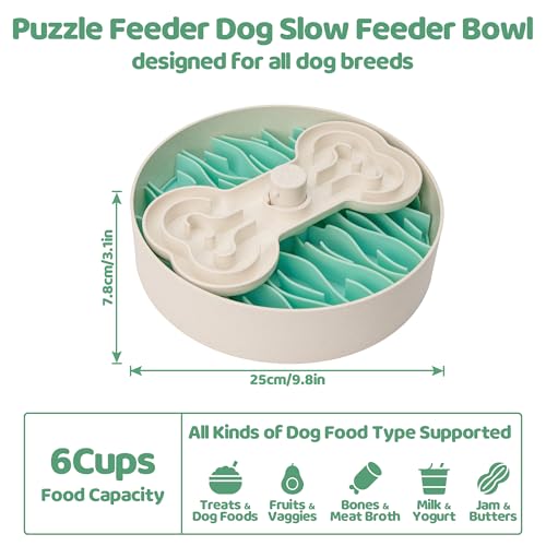 Slow Feeder Dog Bowl for Large Dogs with Non (L / Lawn-Green)