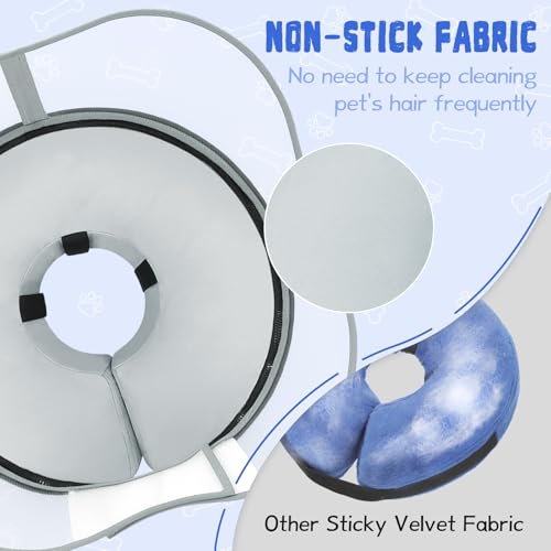 Elevated Inflatable Dog Cone Collar Alternative After Surgery (Solid Grey / L(Neck 12"-16"))