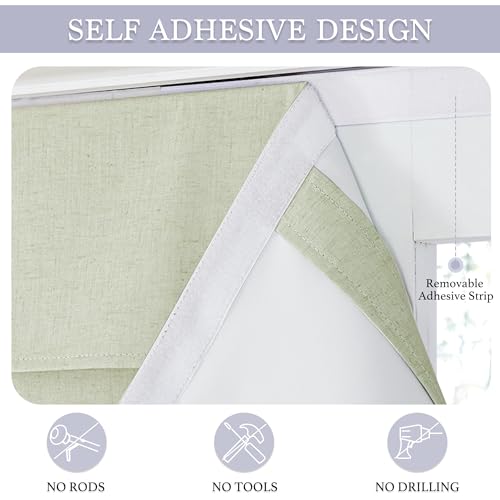 Natural Linen Textured French Door Window Curtains 100% Blackout (Light Sage / 26"W x 40"L (Pack of 1))