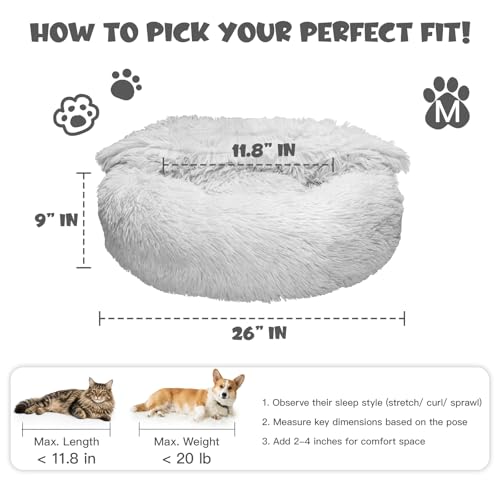 26in Covered Dog Bed with Blanket Attached Calming Burrow Light Grey (26.0"L x 26.0"W x 9.0"Th / Light Grey)