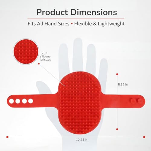 Rubber Pet Grooming Brush for Dogs & Cats (Red)