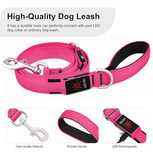 LED Light Up Dog Leash (Pink / 6FT)
