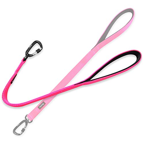 Pets 24 Inches Heavy Duty Short Leash with Comfortable Handle and Lightweight Aviation Aluminium Clip Lead (Hot Pink / 24 Inches)