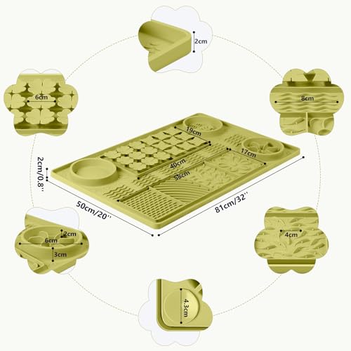 Silicone Lick Mat for Dogs 32"x 20" Large Slow Feeder Mat (Green:32"x20")