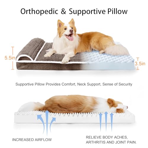 Orthopedic Large Dog Bed Pillow Pet Sofa Bed 42''X28'' Taupe (Taupe / 42"L x 28"W x 3.5"Th)