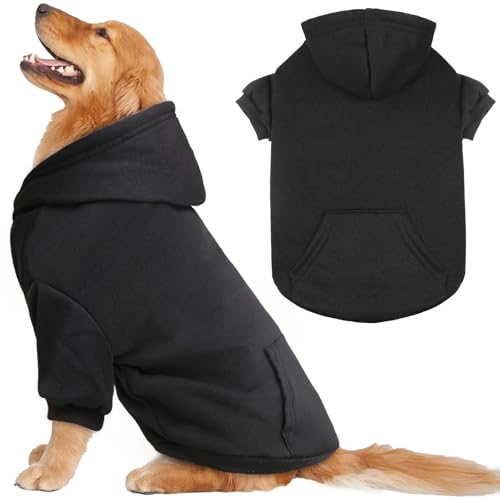 Dog Sweaters for Large Dogs Dog Hoodie Fleece Sweater Soft Clothes Sweatshirt with Pocket Hoodie for Large Dogs (X-Large / Black)