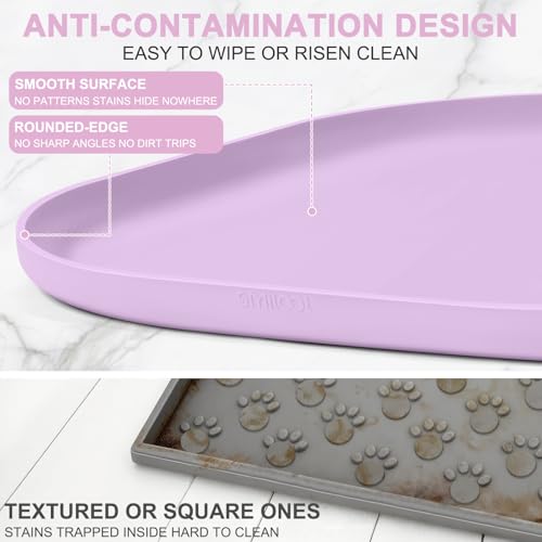 Waterproof Silicone Pet Food Mat with Raised Edge for Dog & Cat (Lavender / 12"L x 12"W)