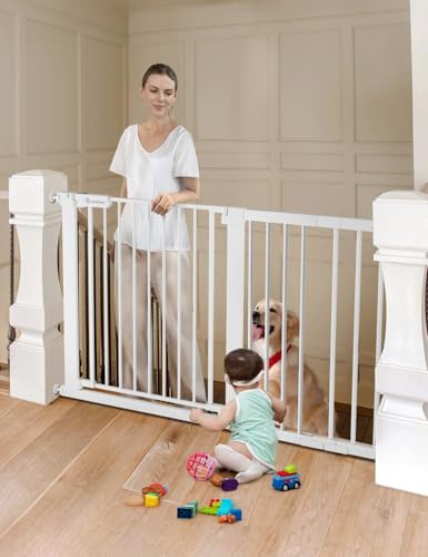 30" Tall Baby Gate for Stairs Doorways (30"Tall 51.6"Wide / White)