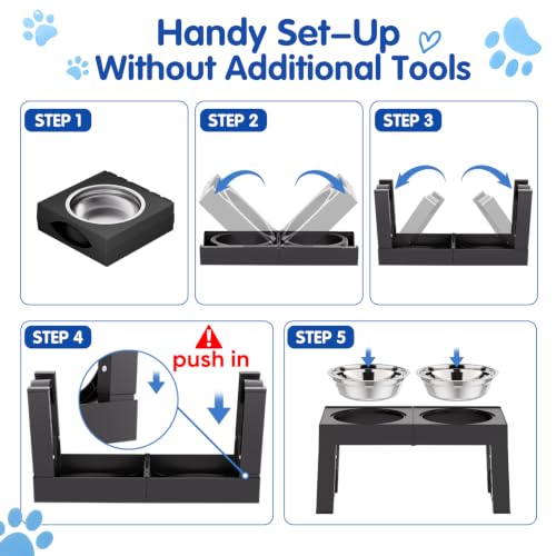 Elevated Dog Bowls Large Breed Raised Dogs Bowl Stand Large (A-Black)