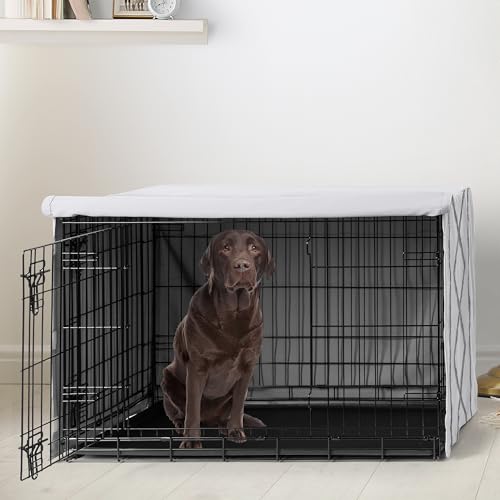 42in. Medium Large Dog Crate Cover (Grey Fringe / 42.0"L x 28.5"W x 30.0"H)