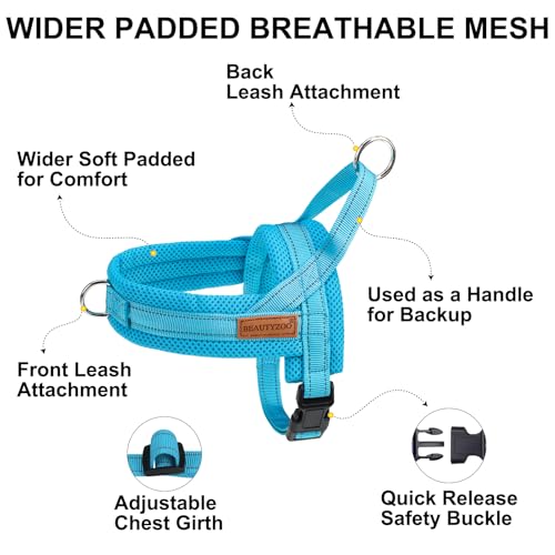 Dog Harness Medium Sized and Leash Set (Blue / M: Chest 21"-26.7")
