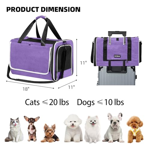 Cat Carrier for Travel (Purple / 18.0"L x 11.0"W x 11.0"H)