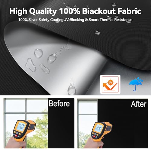 Blackout Roller Shades (Black / 26"W x 68"H)
