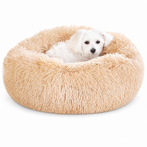 Cat Beds for Indoor Cats & Small Dog (Khaki / 23.00" x 23.00" x 7.00")