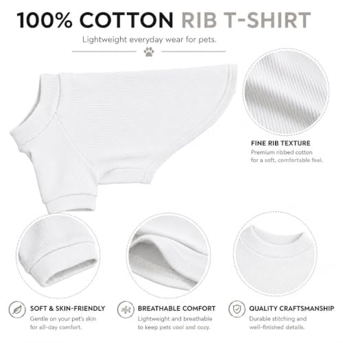 Ribbed Dog T Shirt Cotton Knitted Dog Sweaters for All Season Pet T (2XL (for Medium Large Dog) / Off white)