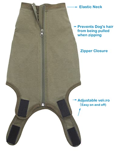 Dog Surgery Recovery Suit (S(Back9 - 12" Chest14 - 17" Weight 8.5 - 15lb) / Army)