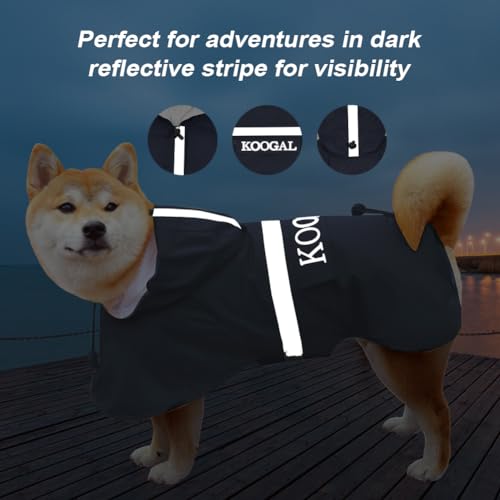 Dog Raincoat Waterproof Hooded (Navy Blue / 2XL-Fit for 20 to 33 pounds)