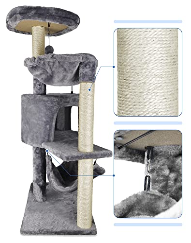 Cat Tree with Cat Condo and Big Hammock (39.4'' Grey)