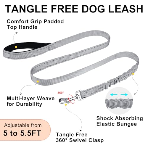 Dog Harness Medium Sized and Leash Set (Grey / M: Chest 21"-26.7")