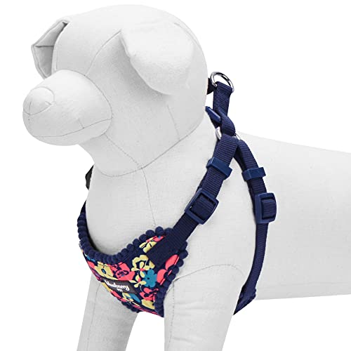 Soft & Comfy Made Well Profound Floral No Pull Mesh Dog Harness Vest in Navy Blue ((17.5" - 21") Chest Girth (Pack of 1) / Navy Blue)